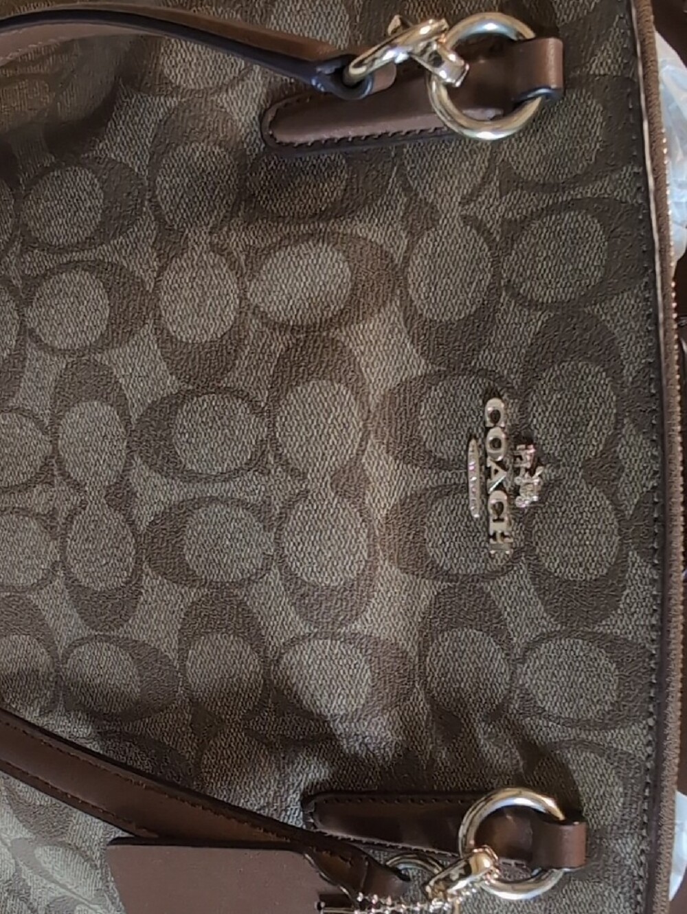 Coach Brown Signature Canvas Shoulder Bag